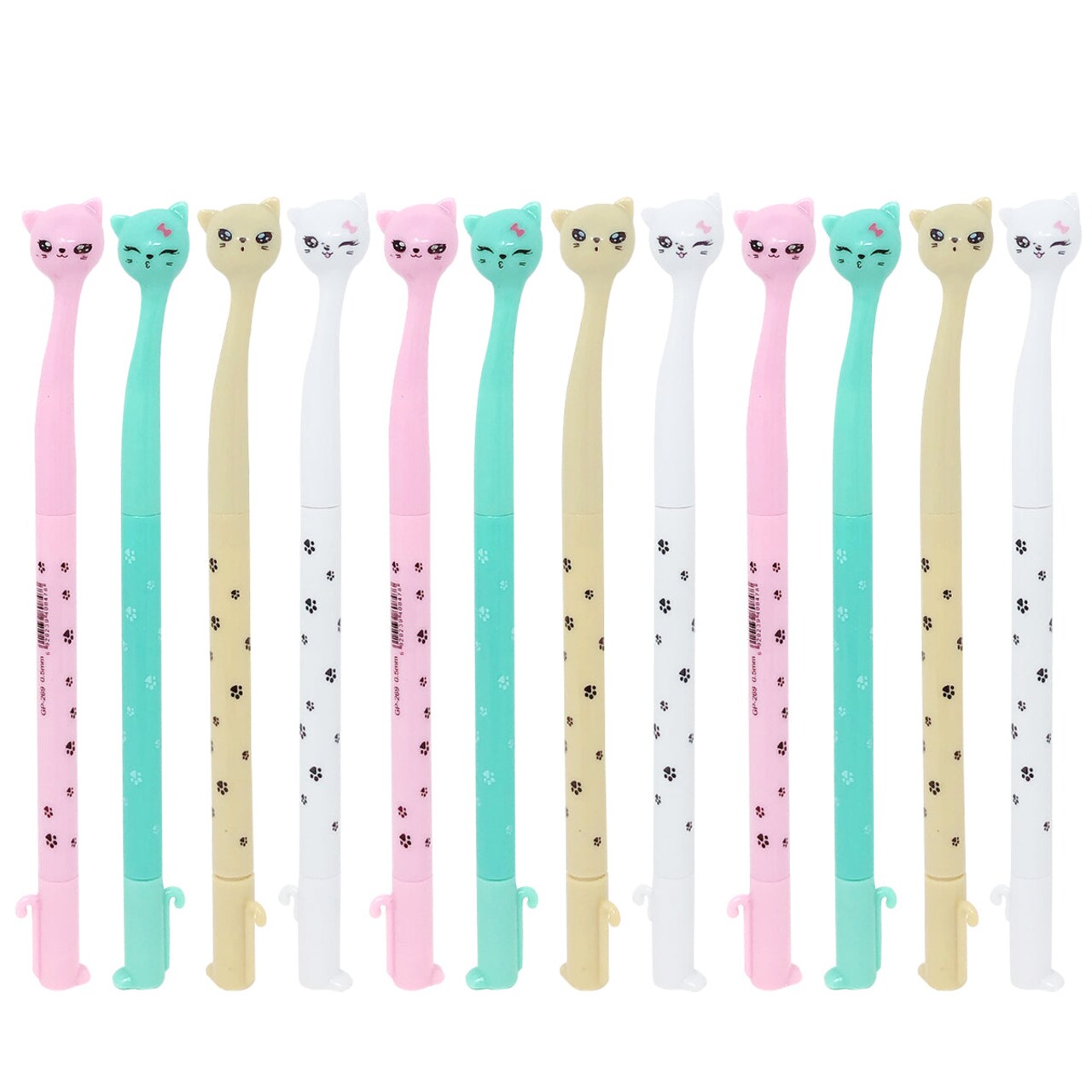 Wrapables Gel Pens School Office Supplies (12 pack), Cute Kitties